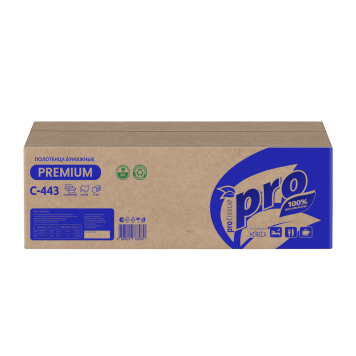 PROtissue Premium c443 ,бумажные 2-слойные полотенца Z-сложения, 24х21,5 см белые-1
